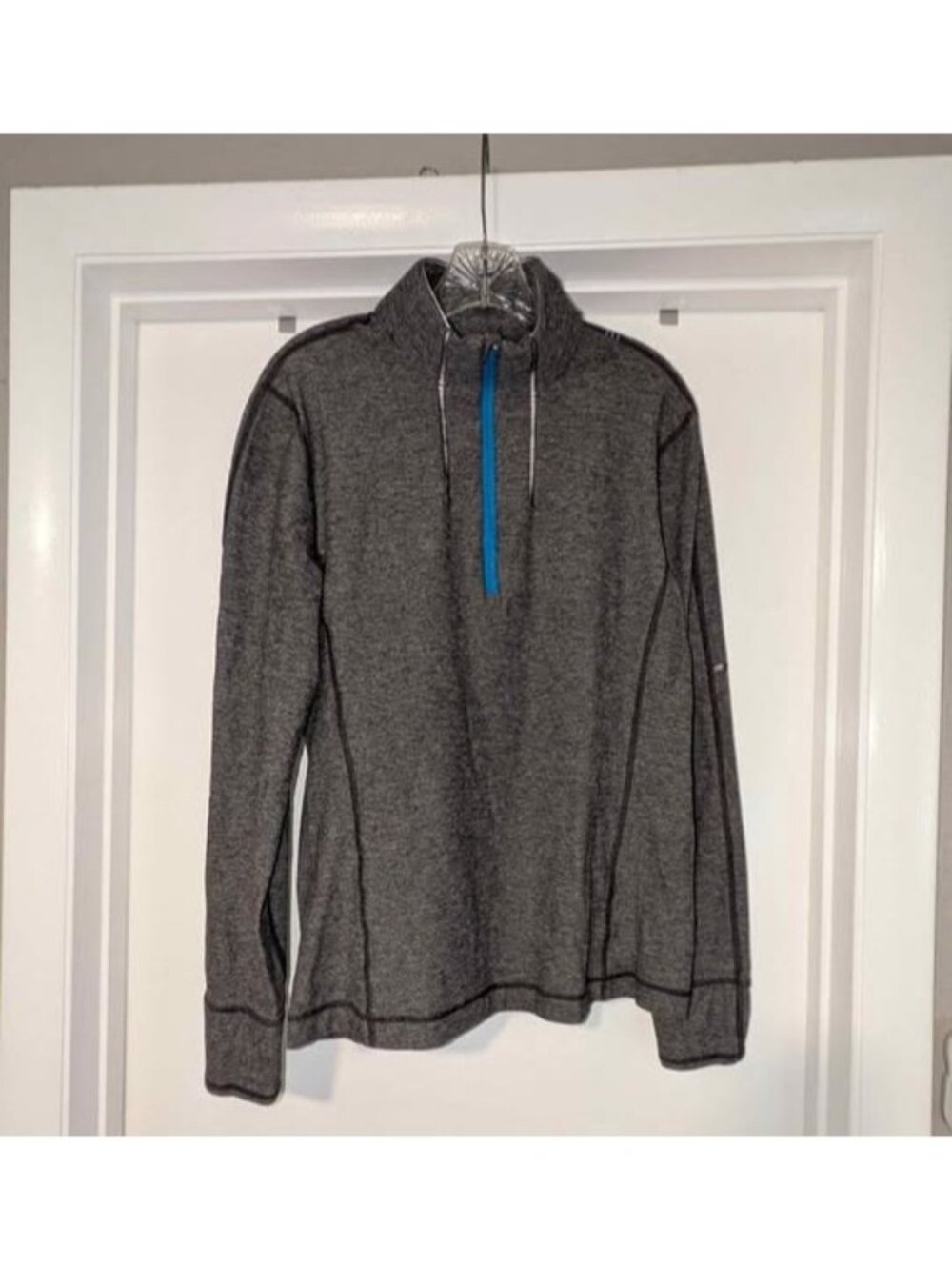 Lululemon Sweat Session 1/2 zip Men's Med heathered black long sleeve shirt